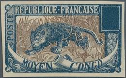 Mittelkongo: 1907, Definitives "Pictorials", Design "Panther", Imperforate Proof In Colour "deep Blu - Andere & Zonder Classificatie