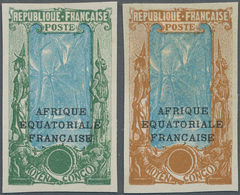 Mittelkongo: 1924/1930, AEF Overprints, Design "Coconut Palms", Two Imperforate Proofs In Colour "gr - Other & Unclassified