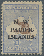 Neuguinea - N.W. Pacific Islands: 1916, Kangaroo £1 Chocolate And Dull Blue 3rd Wmk. Opt. Type 'c', - Papua Nuova Guinea