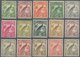 Neuguinea: 1932/1934, Bird Of Paradise Redrawn Set Without Dates Complete Set Of 15, Mint Lightly Hi - Papouasie-Nouvelle-Guinée