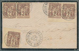 Neukaledonien: 1891. Mourning Envelope Addressed To Noumea Bearing French General Colonies Yvert 38, - Covers & Documents