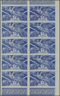 Neukaledonien: 1946, One Year End Of World War II 8fr. Ultramarine IMPERFORATE Block Of Ten With Mar - Lettres & Documents