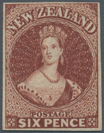 Neuseeland: 1862-64 'Chalon Head' 6d. Red-brown, Wmk Large Star, Imperforated, Unused Without Gum, W - Sonstige & Ohne Zuordnung