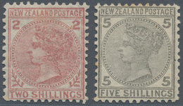 Neuseeland: 1878 QV 2s. Deep Rose And 5s. Grey, Both Mint With Hinge Marks And Part Original Gum, Th - Autres & Non Classés