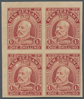 Neuseeland: 1910 (ca.), KEVII 1s. Imperforate PROOF Block Of Four On Ungummed Thick Card In Not Real - Sonstige & Ohne Zuordnung