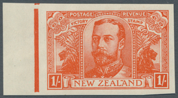 Neuseeland: 1920, Victory Issue 1s. 'KGV' In Issued Colour As Imperforate PLATE PROOF From Left Marg - Other & Unclassified