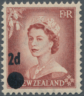 Neuseeland: 1958, QEII Definitive 1½d. Brown-lake Type 1953 Surcharged In Error '2d', Mint Never Hin - Autres & Non Classés