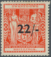 Neuseeland - Stempelmarken: 1945, Postal Fiscal Coat Of Arms 22s. Scarlet With Black Opt. '22/-', Mi - Steuermarken/Dienstmarken