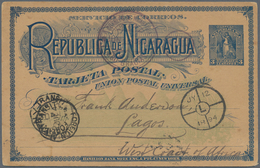 Nicaragua - Ganzsachen: 1894, Stationery Card 3 C Deep Blue On Buff Sent From Cape Garcia 10.6.94 Vi - Nicaragua