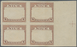 Niue: 1930 (ca.), IMPERFORATE PROOF For A Prepared But Unissued 4d. Stamp (POSTAGE/NIUE) With Printi - Niue