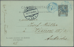 Nossi-Be: 1909 Postal Stationery Card, Double Card Incl. Unused Reply Part Sent By French Shipmail " - Otros & Sin Clasificación