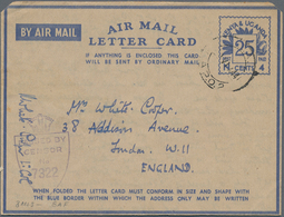 Ostafrikanische Gemeinschaft: 1944, Air Mail Letter Cards With Blue Value Tablet "25 CENTS / N 4", A - Britisch-Ostafrika