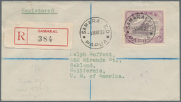 Papua: 1929, Registered Letter From SAMARAI With 6 D Definitive To Oakland, CA. Sveral Transit And A - Papua New Guinea