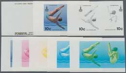 Penrhyn: 1980 Olympic Games Moscow 80 Diving Phase Printings Of Different Colours (ex Fournier) - Penrhyn