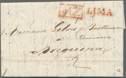 Peru: 1826, Folded Letter From LIMA To AREQUIPA With Boxed "MZ" Which Is Possibly For A Special Ship - Perú