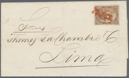 Peru: 1860, Llama 20 C Brown With Red Singel Line Canc. "PAITA" On Superb-envelope Sent To Lima With - Perú