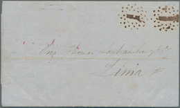 Peru: 1862,taxed Letter Written In ISLAY To Lima With Two Strikes Of The Pointed Circular Town Postm - Perú