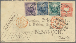 Peru: 1879, Postal Stationery Envelope 10c Red Used From Lima To Besançon, France Via Panama, London - Perú