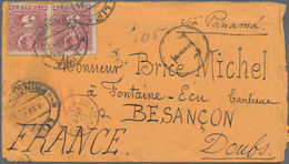 Peru: 1882 Cover From The OCCUPIED LIMA To Besançon, France Via Panama And Calais, Franked By Two Si - Pérou