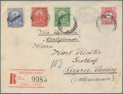 Peru - Ganzsachen: 1886, Stationery Envelope 50 C Carmine With Blue Handstamp "EMISSION HABILITADA 1 - Peru