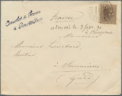 Puerto Rico: 1890. Envelope (tears) To France With 'Consulate De France A Puerto Rico' Cachet In Blu - Puerto Rico