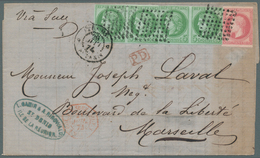 Reunion: 1874. Envelope Addressed To France Bearing French General Colonies 'Napoleon' Yvert 10, 80c - Used Stamps