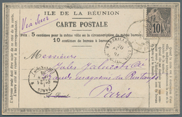 Reunion: 1884. Postal Stationery Formula Card Addressed To Paris Bearing French General Colonies Yve - Used Stamps