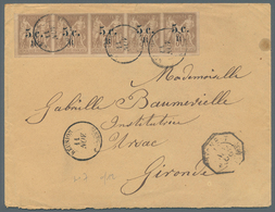 Reunion: 1896. Envelope To France Bearing Reunion Yvert 7, 5 On 30c Brown (imperf Strip Of 5) Tied B - Gebraucht