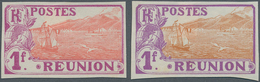 Reunion: 1907, Definitives "Pictorials", Design "St.Pierre Harbour/Volcano Dolomie", Two Imperforate - Used Stamps