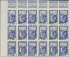 Reunion: 1933, Definitives "Pictorials", 10c. Ultramarine "Waterfall", Imperforate Block Of 18 From - Used Stamps