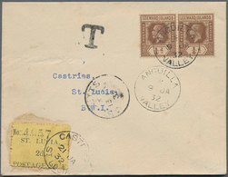 St. Lucia: 1932, Registered Letter With ST. LUCIA R-label Underfranked With Twice 1 1/2 D Leeward Is - St.Lucia (...-1978)