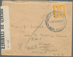 Samoa: 1945. Air Mail Envelope Addressed To Chicago Bearing New Zealand SG F191, 1/3 Orange Tied By - Samoa