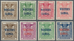 Samoa: 1945/1948, Postal Fiscal Stamps Of New Zealand Optd. In Blue Or Red 'WESTERN SAMOA' Complete - Samoa