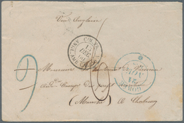 Senegal: 1868, Letter With Blue Double Circle GORRE And French "COL. FR. AMB. CALAIS." Taxed "6" To - Other & Unclassified