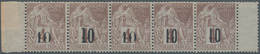 Senegal: 1887, Postage Stamps Of The French Colonies 10 C On 4 C In Three Different Overprint Types - Autres & Non Classés