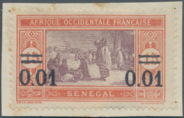 Senegal: 1922, Revaluation Overprints, 0.01 On 15c. Brownish-red/lilac, Essay Of Overprint In Black, - Other & Unclassified