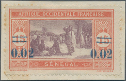 Senegal: 1922, Revaluation Overprints, 0.02 On 15c. Brownish-red/lilac, Essay Of Overprint In Blue, - Altri & Non Classificati