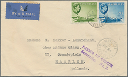 Seychellen: 1940. Air Mail Envelope Addressed To Holland Bearing SG 140, 20c Blue And SG 146, 1r Yel - Seychelles (...-1976)