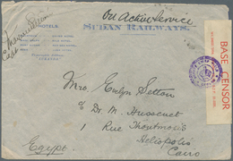 Sudan: 1941. Air Mail Envelope Headed 'Sudan Railways' Written 'Grand Hotel, Khartoum' Dated 'July 2 - Sudan (1954-...)