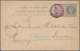 Kap Der Guten Hoffnung - Ganzsachen: 1890, Three Half Pence Staionery Card Uprated With 6 D "Hope" S - Cabo De Buena Esperanza (1853-1904)