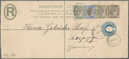 Transvaal: 1904 (30.4.), Registered Letter (long Size) KEVII 4d. Blue Uprated With Four Different KE - Transvaal (1870-1909)