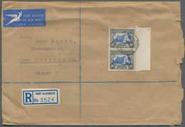 Südafrika: 1954, 10s. "Groot Constantia", Right Marginal Vertical Piar With Both Country Names, On R - Sonstige & Ohne Zuordnung