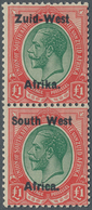 Südwestafrika: 1923, £1 Green/red, Vertical Name Pair, Setting I, Fresh Colours And Normally Perfora - África Del Sudoeste (1923-1990)