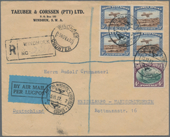 Südwestafrika: 1932 (15.11.), Registered Airmail Cover Bearing 3d. Airmail Stamp Se-tenant Block/4 A - South West Africa (1923-1990)