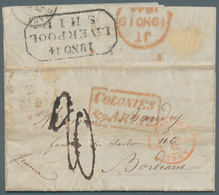 Tahiti: 1844. Stampless Envelope Written From Papeete Dated '15th June L844' Addressed To Bordeaux, - Tahití