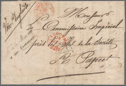 Tahiti: 1858. Stamp-less Folded Letter (faults) Written From 'The Ministry Of Marine/Havre' With Han - Tahiti