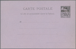 Tahiti: 1893, 10c. Stationery Card With Horizontal Overprint "1893 TAHITI" Resp. "TAHITI" Reading Fr - Tahití