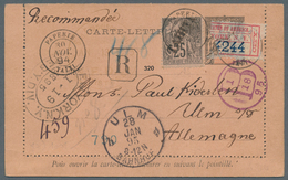 Tahiti: 1894. Registered Oceania Postal Stationery Letter Card 25c Black/lilac Upgraded With Tahiti - Tahiti