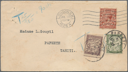 Tahiti: 1925. Envelope (small Stains) Addressed To Papeete, Tahiti Bearing Great Britain SG 420, 1½d - Tahiti