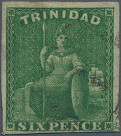 Trinidad Und Tobago: 1859, Postage Britannia With Country Name Above, Stamped, Signed Calves, (Mi€70 - Trinidad En Tobago (1962-...)